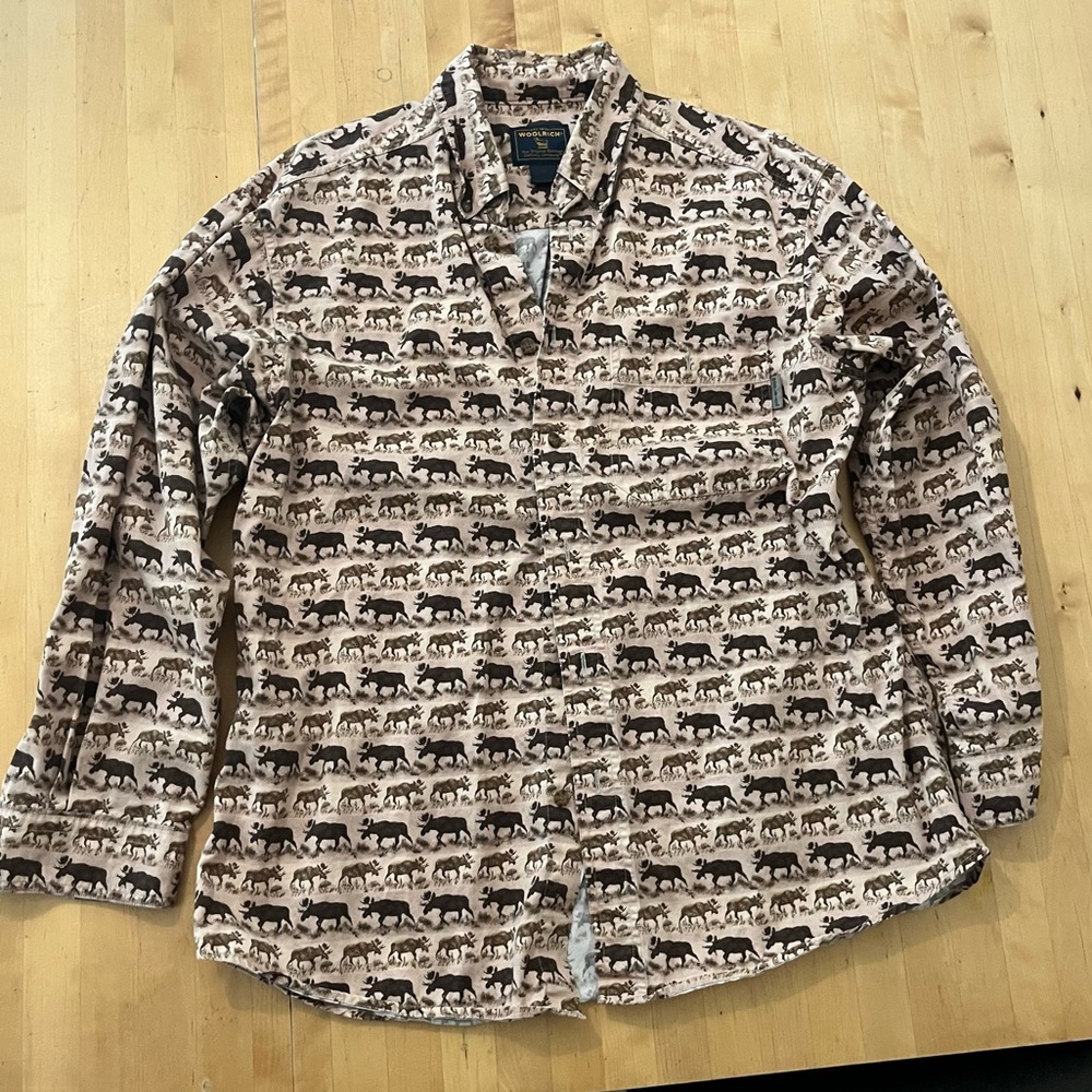 Woolrich Brown Animal Print Dress Shirt